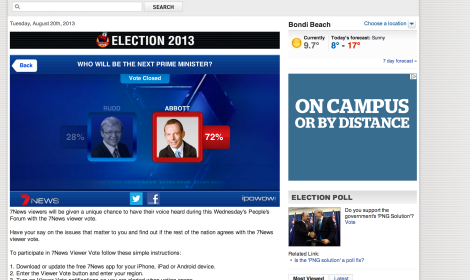 Screenshot of 7News Viewer Vote.